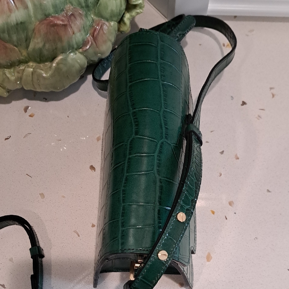 Margesherwood Forest Green Croc-Embossed Leather Bag - Picture 8 of 16